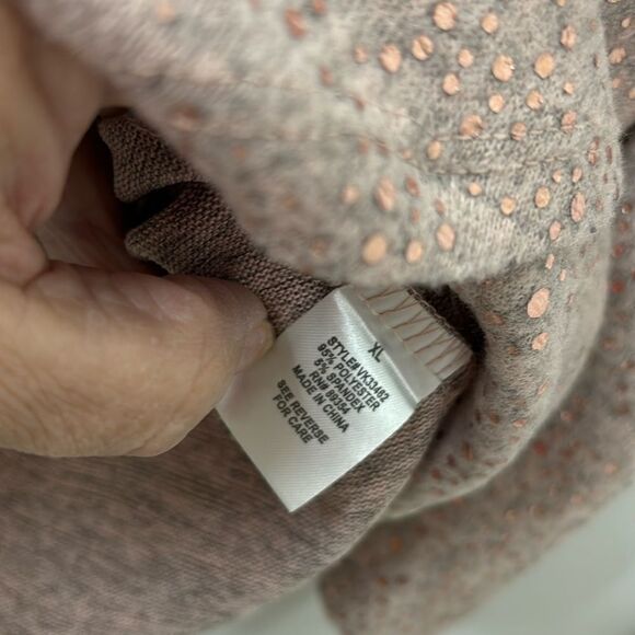 Adrianne Vittadini Size XL cowl neck pull over sweater. NWT. Pinkish/gray - Picture 3 of 11